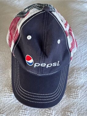 PEPSI American Flag Baseball Trucker Hat Cap  Adjustable (Hook & Loop)